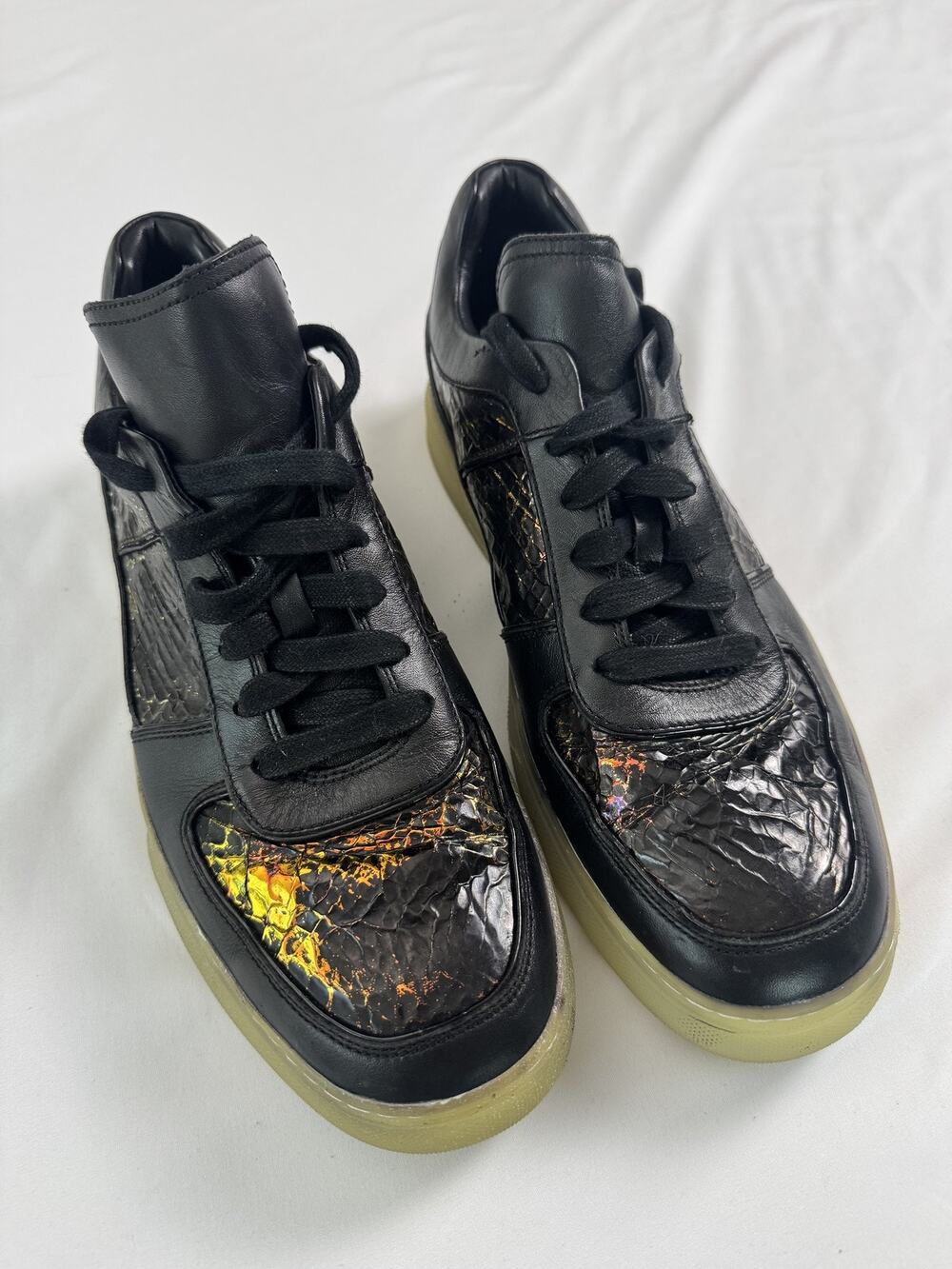 Alejandro Ingelmo Shoes Mens Size 11 Black Iridescent Leather Sneaker Rave Party